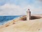 Preview: Watercolor lighthouse Rubjerg Knude Fyr Denmark picture art original signed