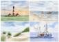 Preview: 15 postcards different art postcards North Sea lighthouse Westerhever Jever beach sunset sea dune seal dyke sheep - watercolor