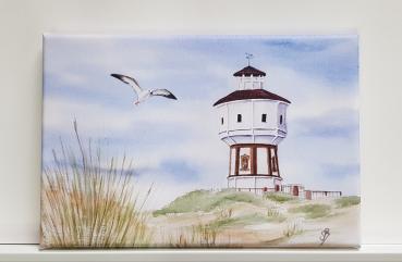 Langeoog Leuchtturm Düne - Aquarell Kunstdrucke auf Leinwand - Keilrahmen 30 x 20 cm