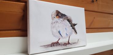 Vogel Spatz Sperling Aquarell Watercolor Tier sparrow bird Bild Druck auf Leinwand Keilrahmen 30 x 20 cm