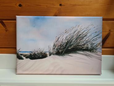 Strand Düne Meer Dünengras - Aquarell Kunstdrucke auf Leinwand - Keilrahmen 30 x 20 cm