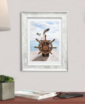 Watercolor picture seagull steering wheel maritime painting art original 32 x 24 cm