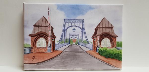 Wilhelmshaven Kaiser-Wilhelm-Brücke - Aquarell Kunstdrucke auf Leinwand - Keilrahmen 30 x 20 cm