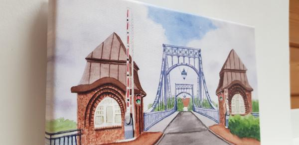 Wilhelmshaven Kaiser-Wilhelm-Brücke - Aquarell Kunstdrucke auf Leinwand - Keilrahmen 30 x 20 cm