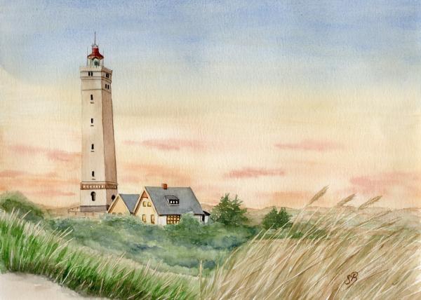 Watercolor DIN A4 picture watercolor print Amrum Kniepsand North Sea dune sea gull beach