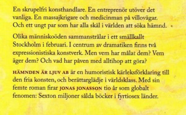 Jonas Jonasson - Hämnden är ljuv AB  - 2020 NEW hardcover SVENSKA